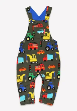 Organic Transport Print Dungarees