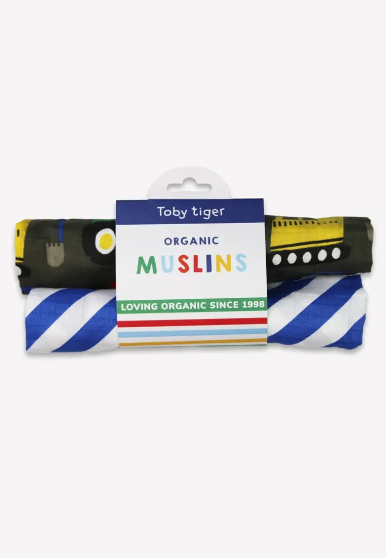 Organic Transport Print Muslin 2-Pack