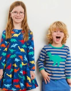 Organic T-Rex Applique Long-Sleeved T-shirt