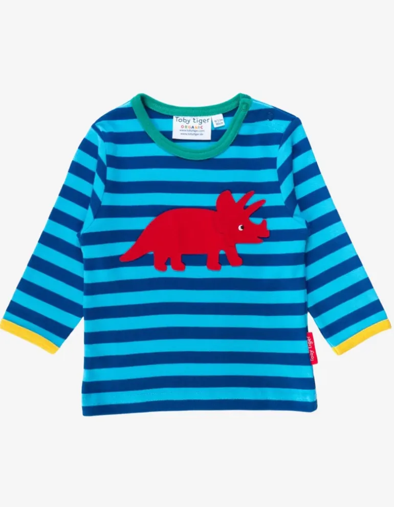 Organic Triceratops Applique Long-Sleeved T-Shirt