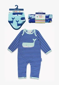 Organic Whale Waves Applique Baby Bundle