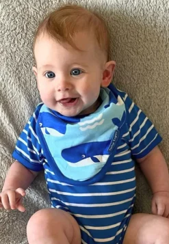 Organic Whale Waves Print Dribble Bib
