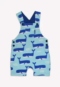 Organic Whale Waves Print Dungaree Shorts