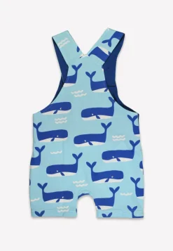 Organic Whale Waves Print Dungaree Shorts
