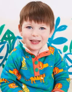 Organic Wild Cats Print Cosy Fleece Sweatshirt