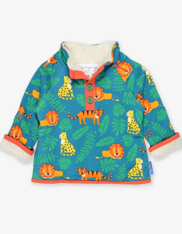 Organic Wild Cats Print Cosy Fleece Sweatshirt