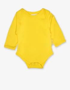 Organic Yellow Basic Long-Sleeved Baby Bodysuit
