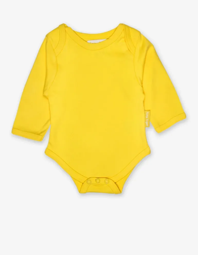 Organic Yellow Basic Long-Sleeved Baby Bodysuit