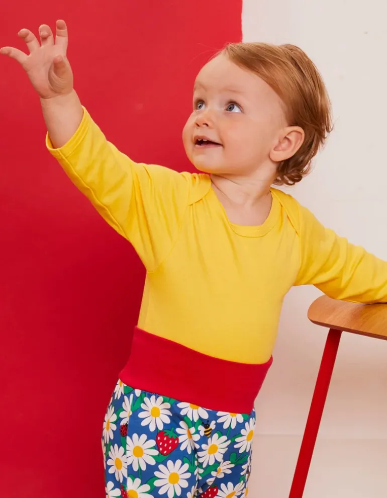 Organic Yellow Basic Long-Sleeved Baby Bodysuit