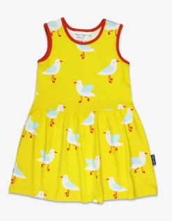 Organic Yellow Seagull Print Summer Dress