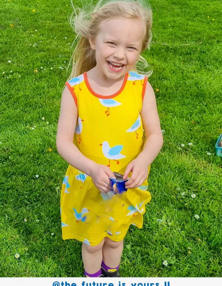 Organic Yellow Seagull Print Summer Dress