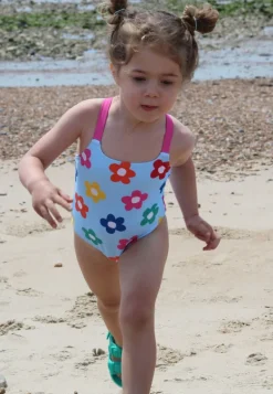 Rainbow Bloom Print Kids' Swimsuit