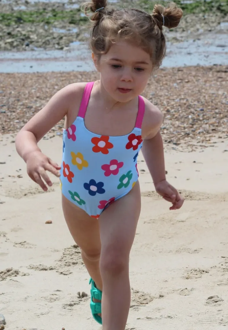 Rainbow Bloom Print Kids' Swimsuit