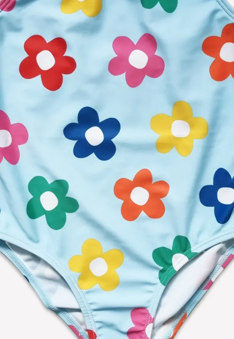 Rainbow Bloom Print Kids' Swimsuit