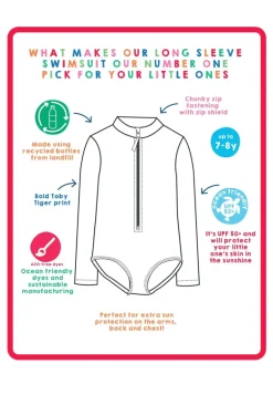 Rainbow Bloom Print Long-Sleeved Kids' Swimsuit