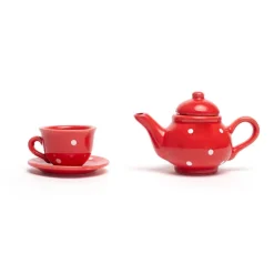 Red Polka Dot Porcelain Toy Tea Set