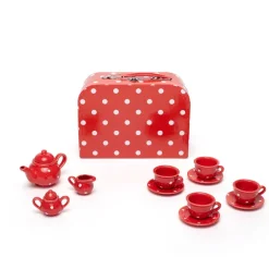 Red Polka Dot Porcelain Toy Tea Set