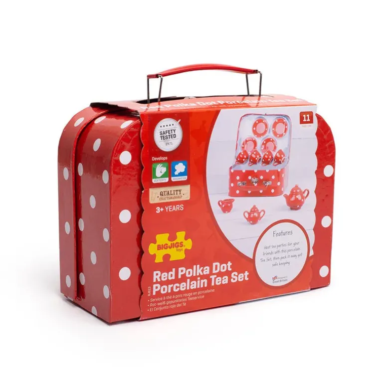 Red Polka Dot Porcelain Toy Tea Set