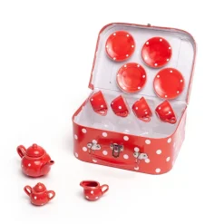 Red Polka Dot Porcelain Toy Tea Set