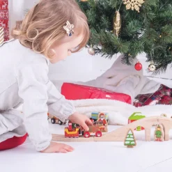 Santa Sleigh With Reindeer - Wooden Train Toy