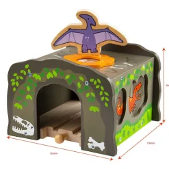 T-Rex Wooden Train Tunnel
