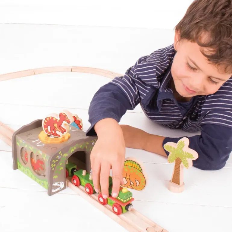 T-Rex Wooden Train Tunnel