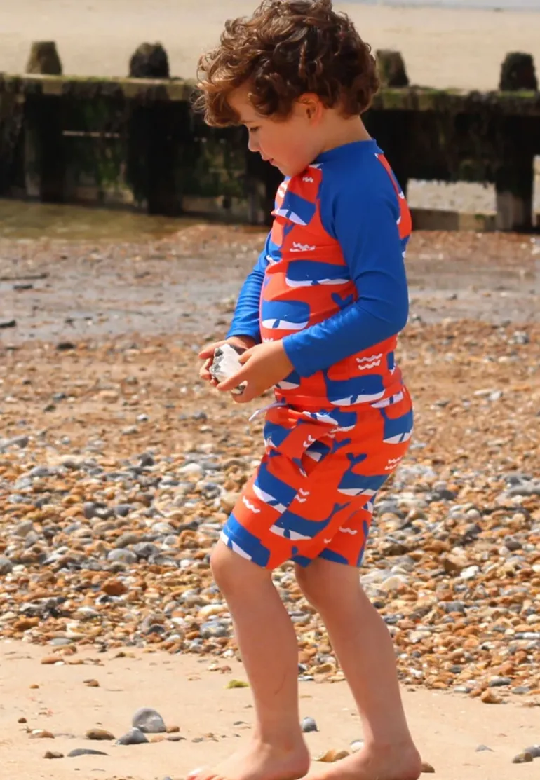 Whale Waves Print Kids' Rash Vest