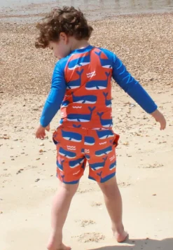Whale Waves Print Kids' Rash Vest & Shorts Bundle