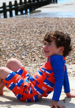 Whale Waves Print Kids' Swim Shorts