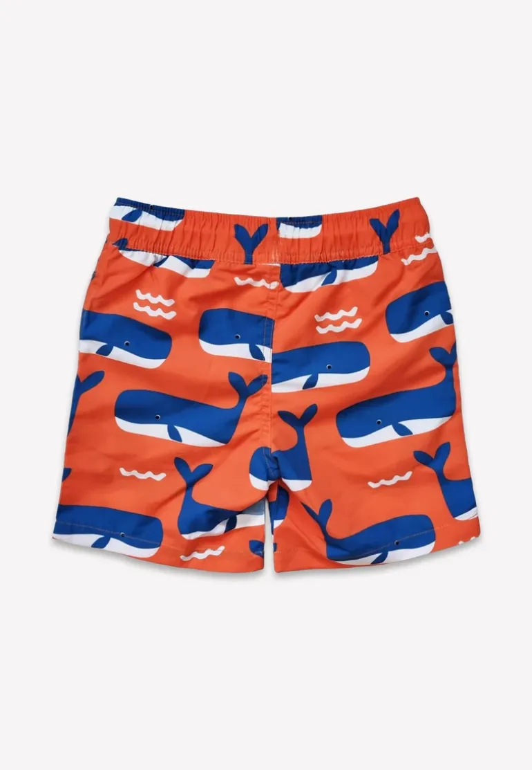 Whale Waves Print Kids' Swim Shorts